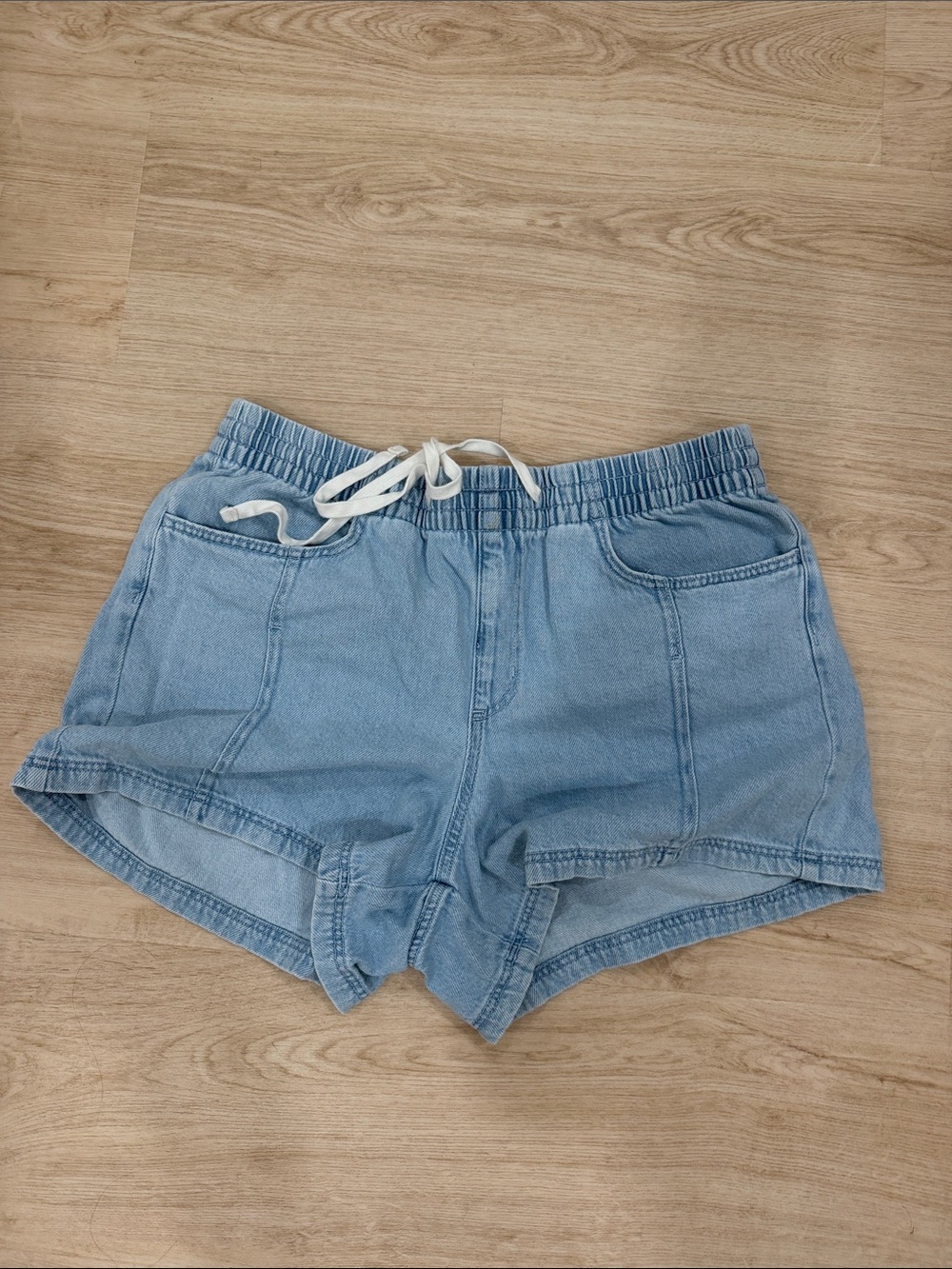 Universal Thread Light Blue High Waist Denim Shorts with Drawstring